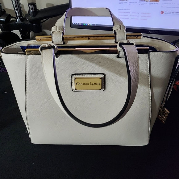 Christian Lacriox White Sachel Handbag EUC - Picture 1 of 3